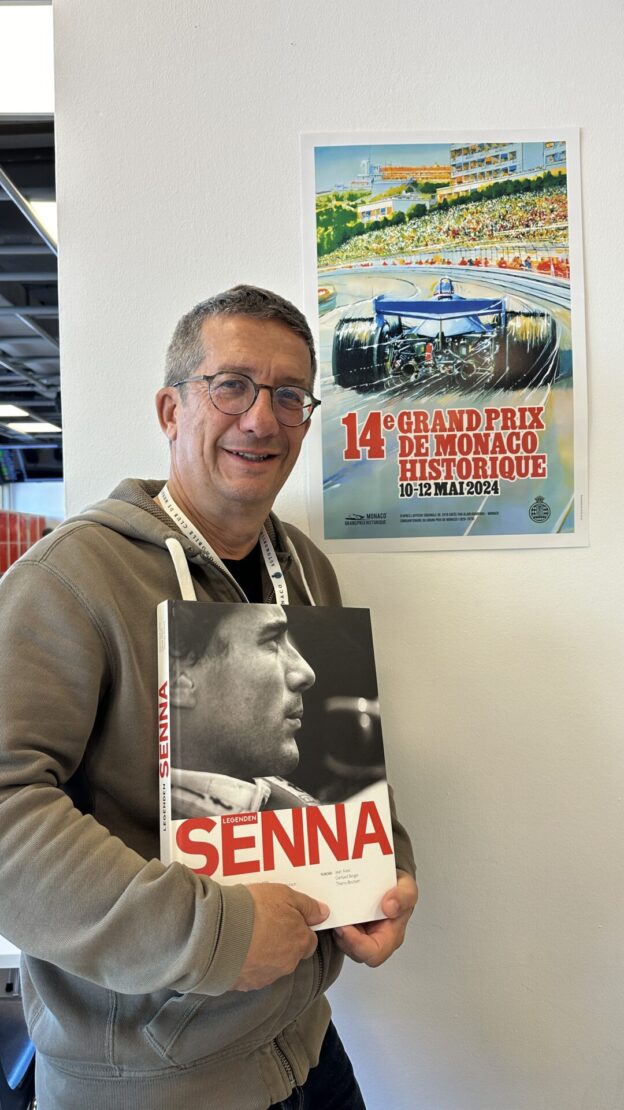 Daniel Ortelli et son bébé "Eternel Senna" lors du Grand Prix de Monaco Historique.