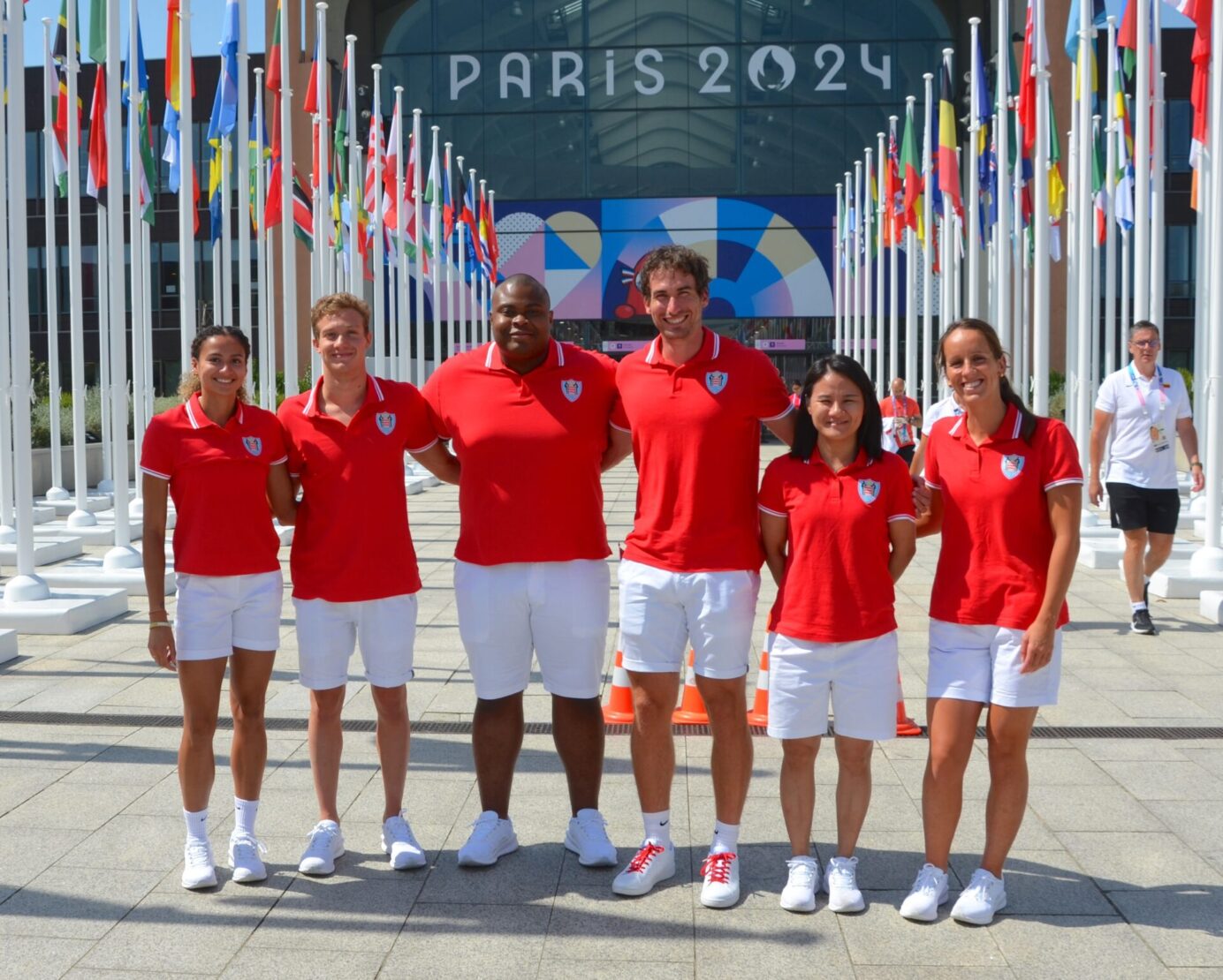 Marie-Charlotte Gastaud, Théo Druenne, Marvin Gadeau, Quentin Antognelli, Xiaoxin Yang et Lisa Pou de la délégation monégasque aux Jeux olympiques de Paris 2024.