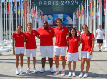 Marie-Charlotte Gastaud, Théo Druenne, Marvin Gadeau, Quentin Antognelli, Xiaoxin Yang et Lisa Pou de la délégation monégasque aux Jeux olympiques de Paris 2024.