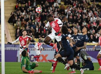 Wilfried Singo (AS Monaco) marque l'unique but de la rencontre contre Aston Villa en Ligue des Champions.