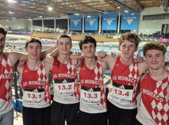 Le groupe U18 de l'AS Monaco Athlétisme à Val de Reuil.