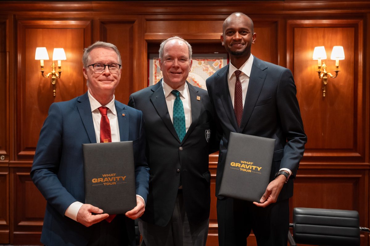Le Prince Albert II, Mutaz Essa Barshim et Rodolphe Berlin, ici le 12 février, ont acté la première édition du Monaco Athletics Festival.